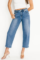Lumi High Rise Crop Barrel Jeans