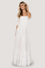 Paloma Smocked Feather Maxi Dress