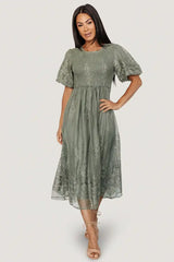 Corrine Embroidered Midi Dress