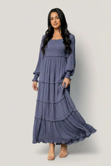 Amanda Smocked Dotted Maxi Dress