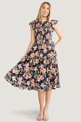 Loretta Smocked Midi Dress