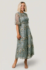 Arabella Embroidered Tulle Maxi Dress
