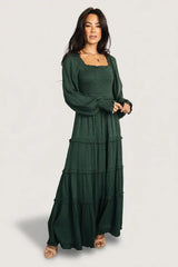 Amanda Smocked Dotted Maxi Dress