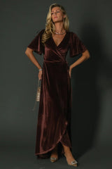 Katelyn Velvet Maxi Wrap Dress