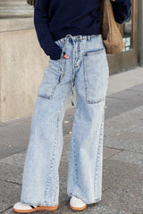 Skyler Drawstring Wide Leg Jeans