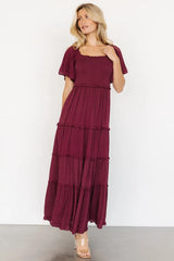 Lenora Smocked Dotted Maxi Dress