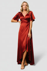 Vara Satin Maxi Wrap Dress