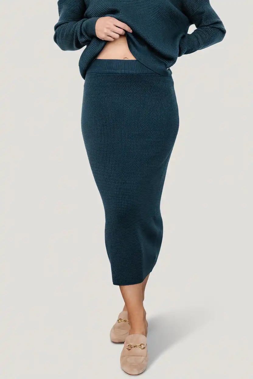 Carey Waffle Midi Skirt