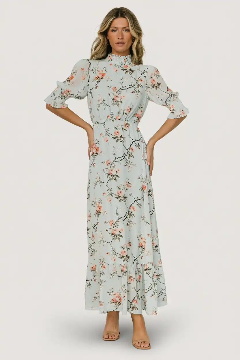 Marie Mock Neck Maxi Dress