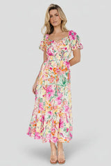 Denzel Puff Sleeve Midi Dress