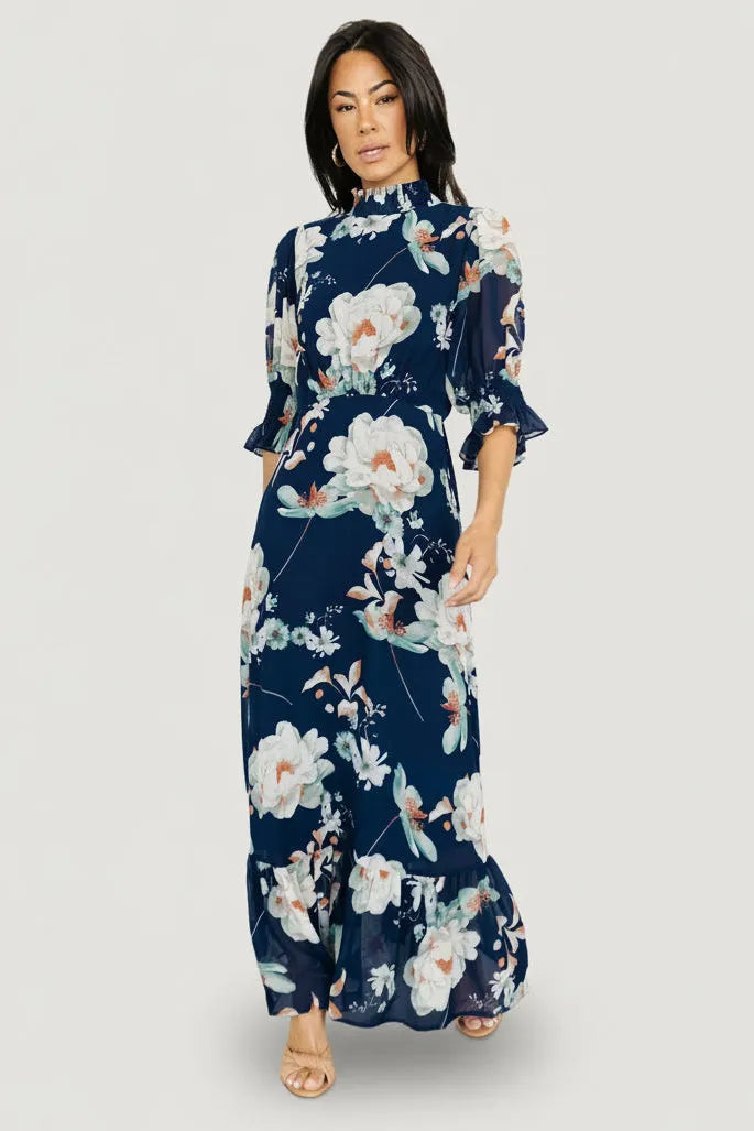 Marie Mock Neck Maxi Dress
