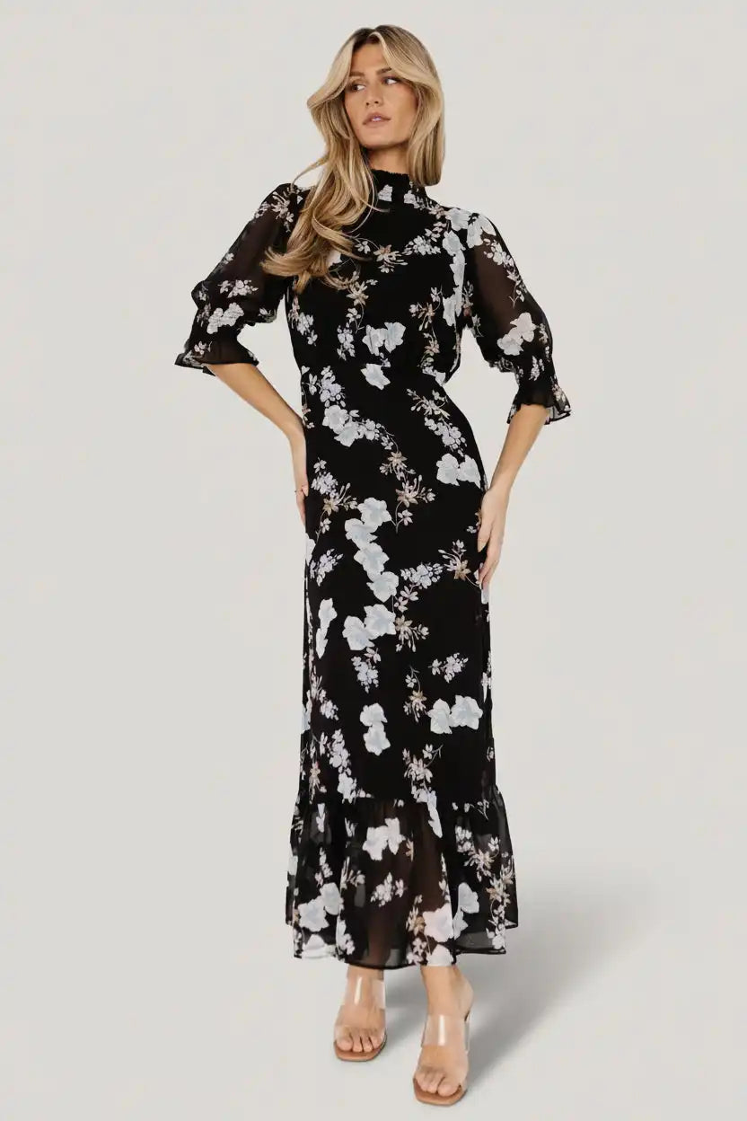 Marie Mock Neck Maxi Dress