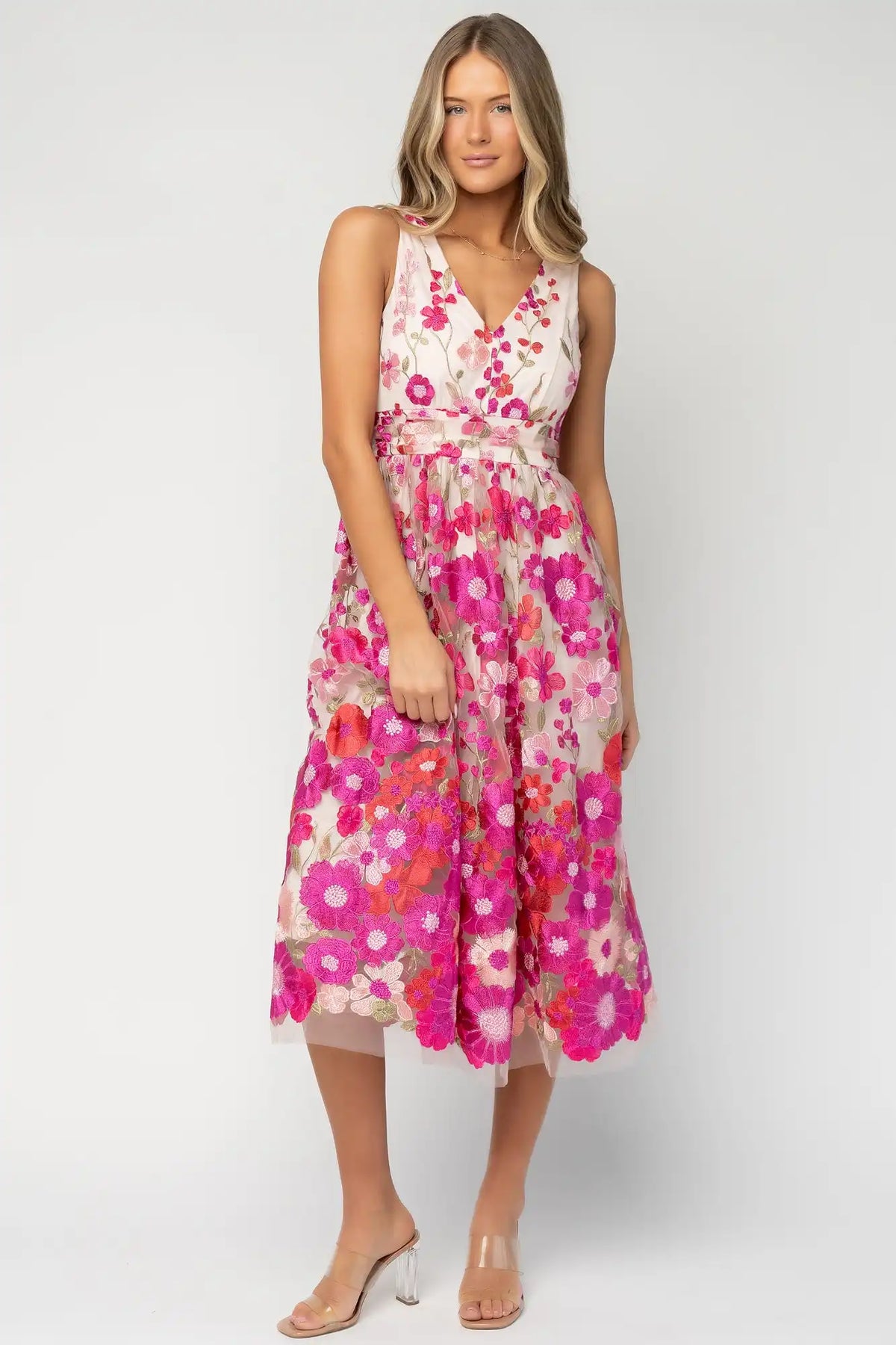 Lila Embroidered Midi Dress