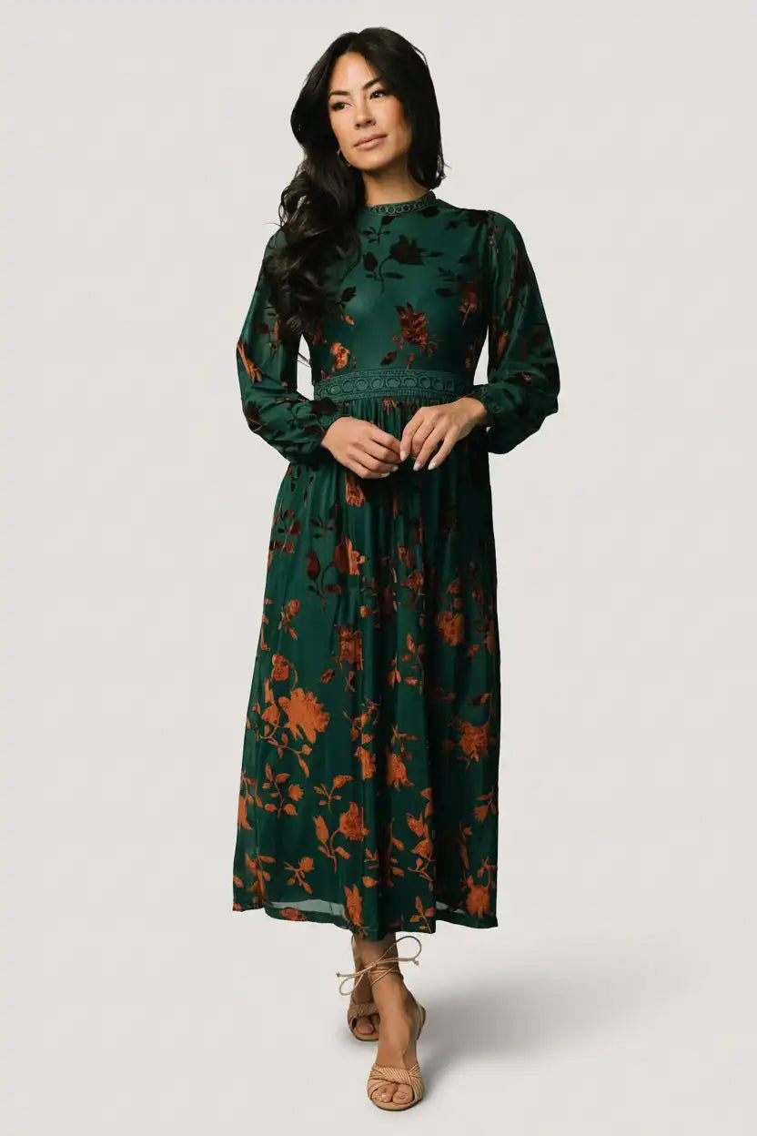 Christine Velvet Embossed Midi Dress