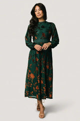 Christine Velvet Embossed Midi Dress
