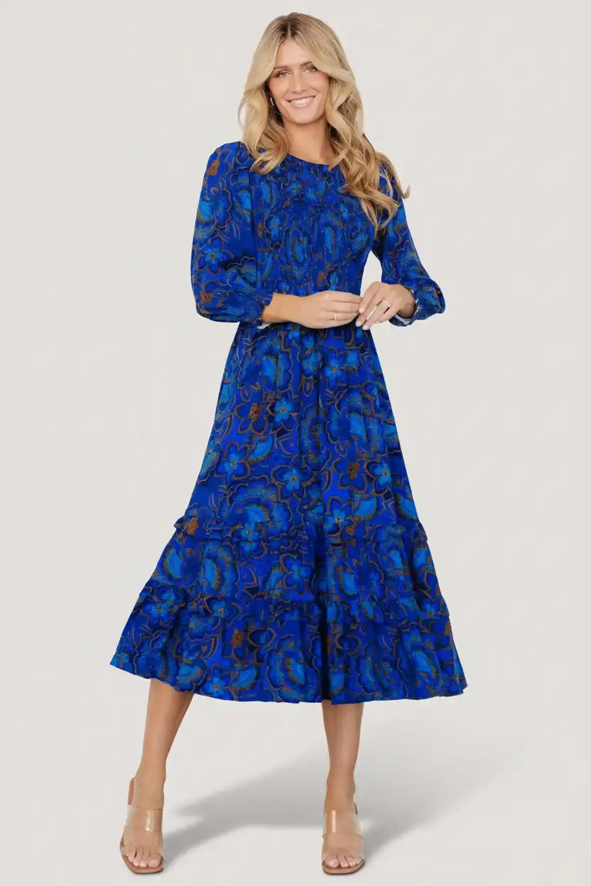 Andersen Smocked Midi Dress