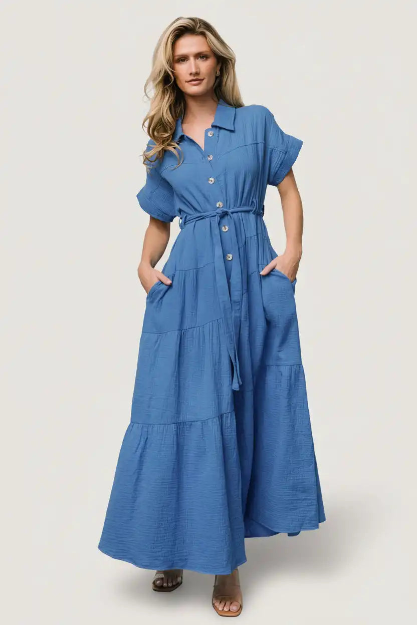 Aizey Button Up Maxi Dress
