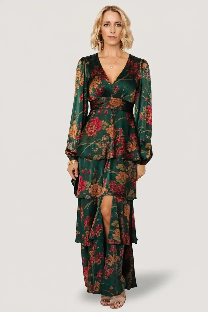 Montrouge Tiered Satin Dress