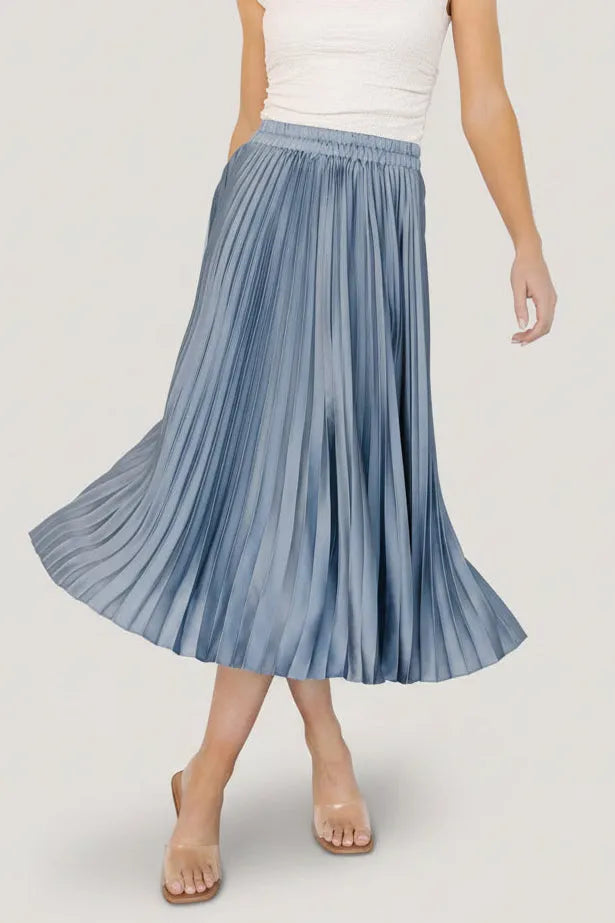 Demetria Pleated Midi Skirt