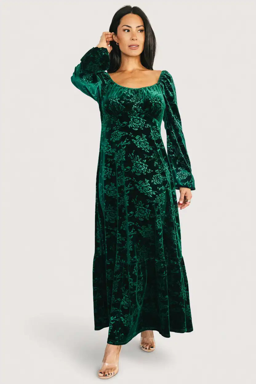 Audra Velvet Embossed Maxi Dress