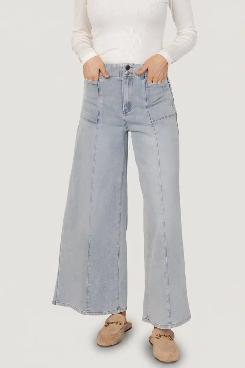 Emmi Mid Rise Wide Leg Jeans