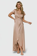 Krystal Satin Wrap Gown