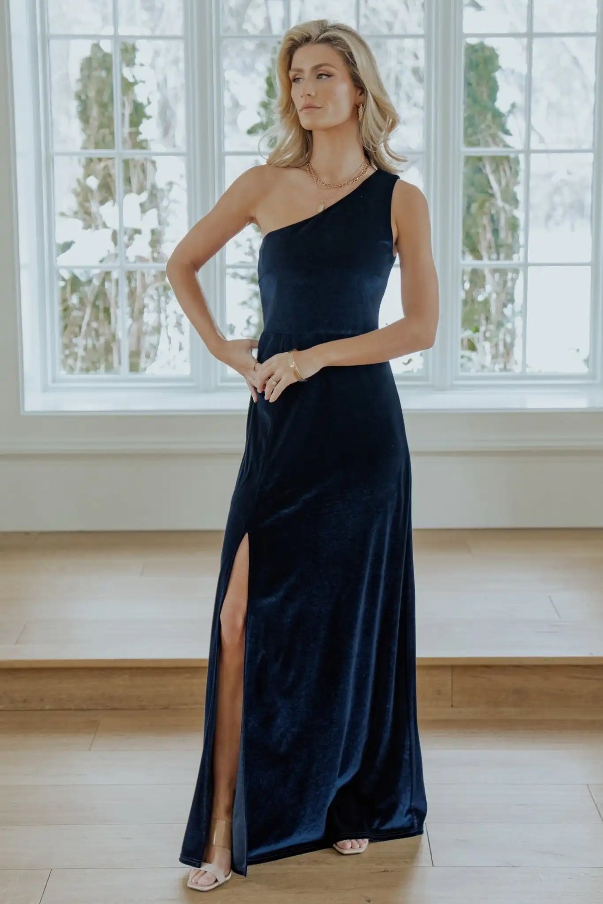 Tatiana Velvet One Shoulder Maxi Dress