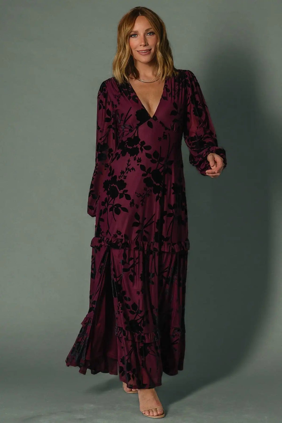Liana Velvet Embossed Maxi Dress