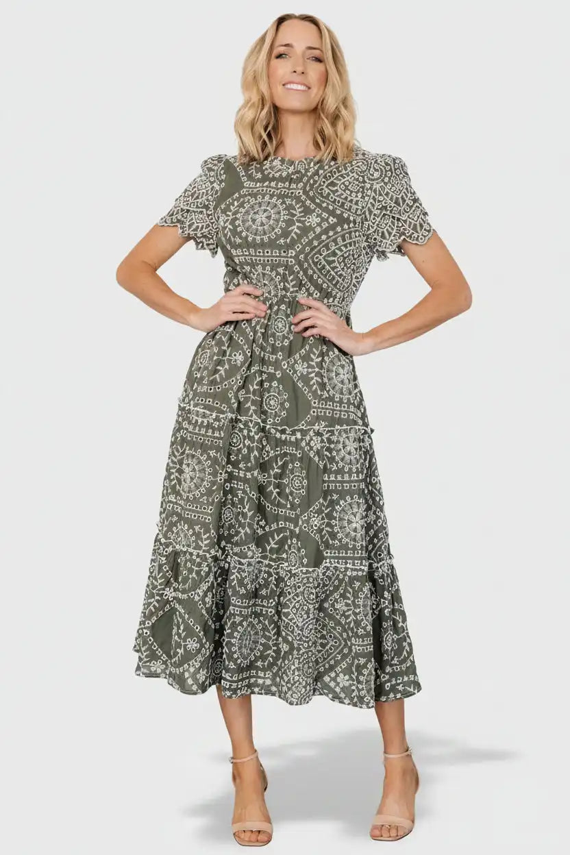 Mirabel Eyelet Midi Dress
