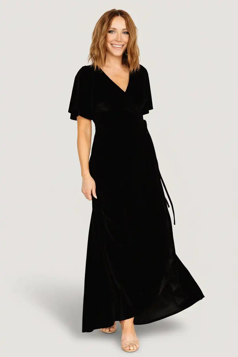 Katelyn Velvet Maxi Wrap Dress