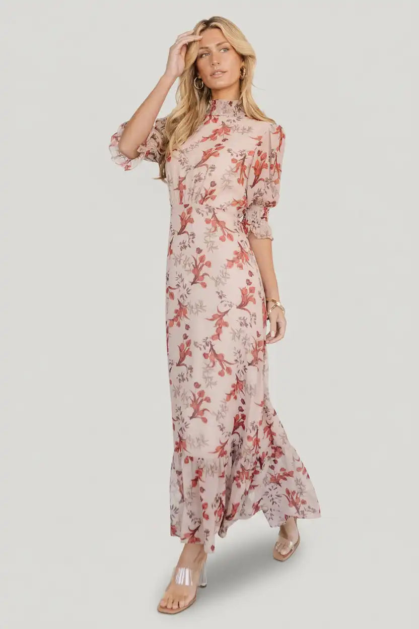 Marie Mock Neck Maxi Dress