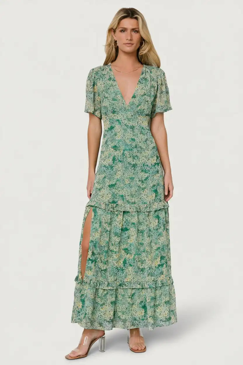 Audrey Deep V Maxi Dress