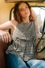 Lane Gingham Peplum Top