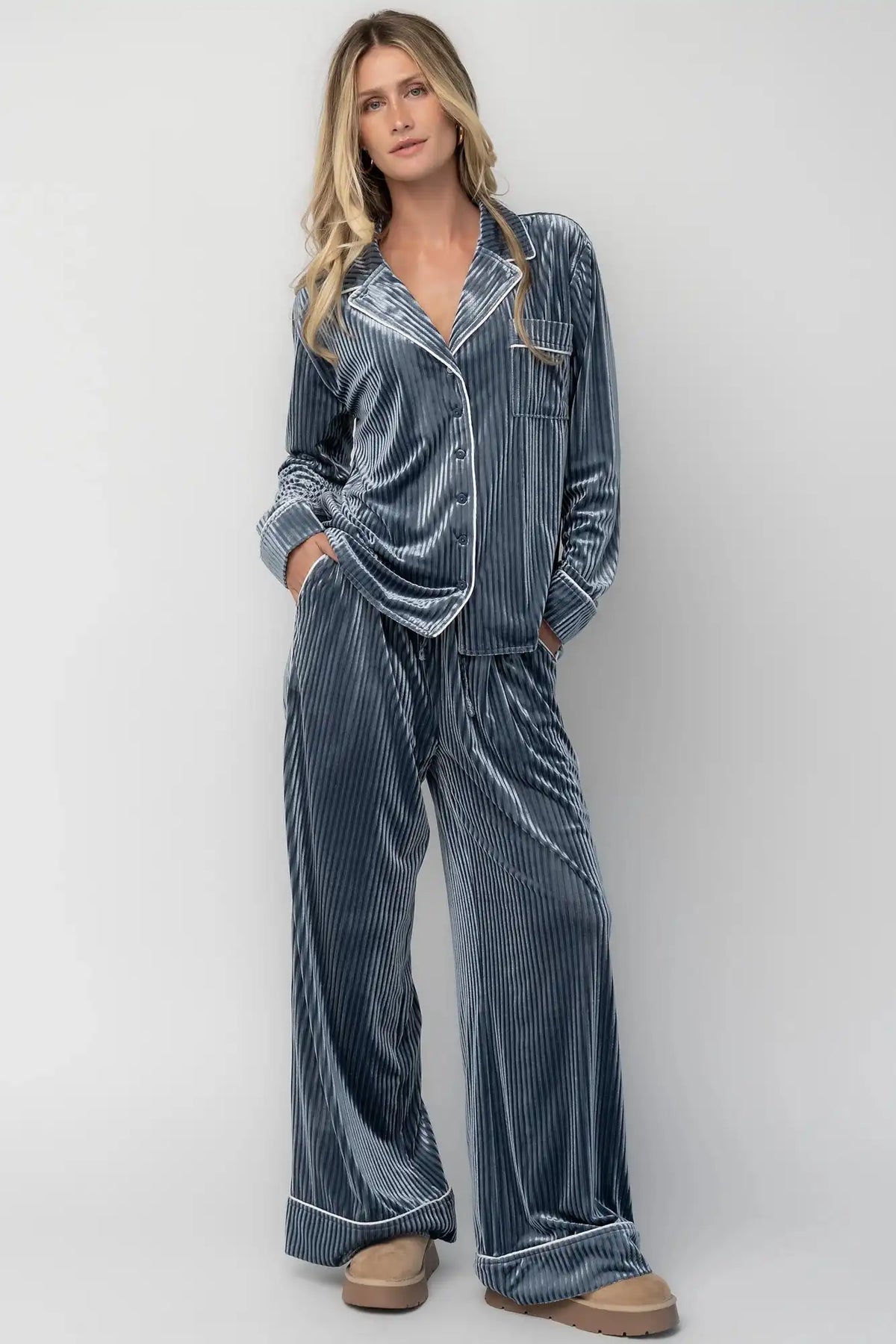 Klara Ribbed Velvet Pajama Set