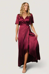 Vara Satin Maxi Wrap Dress