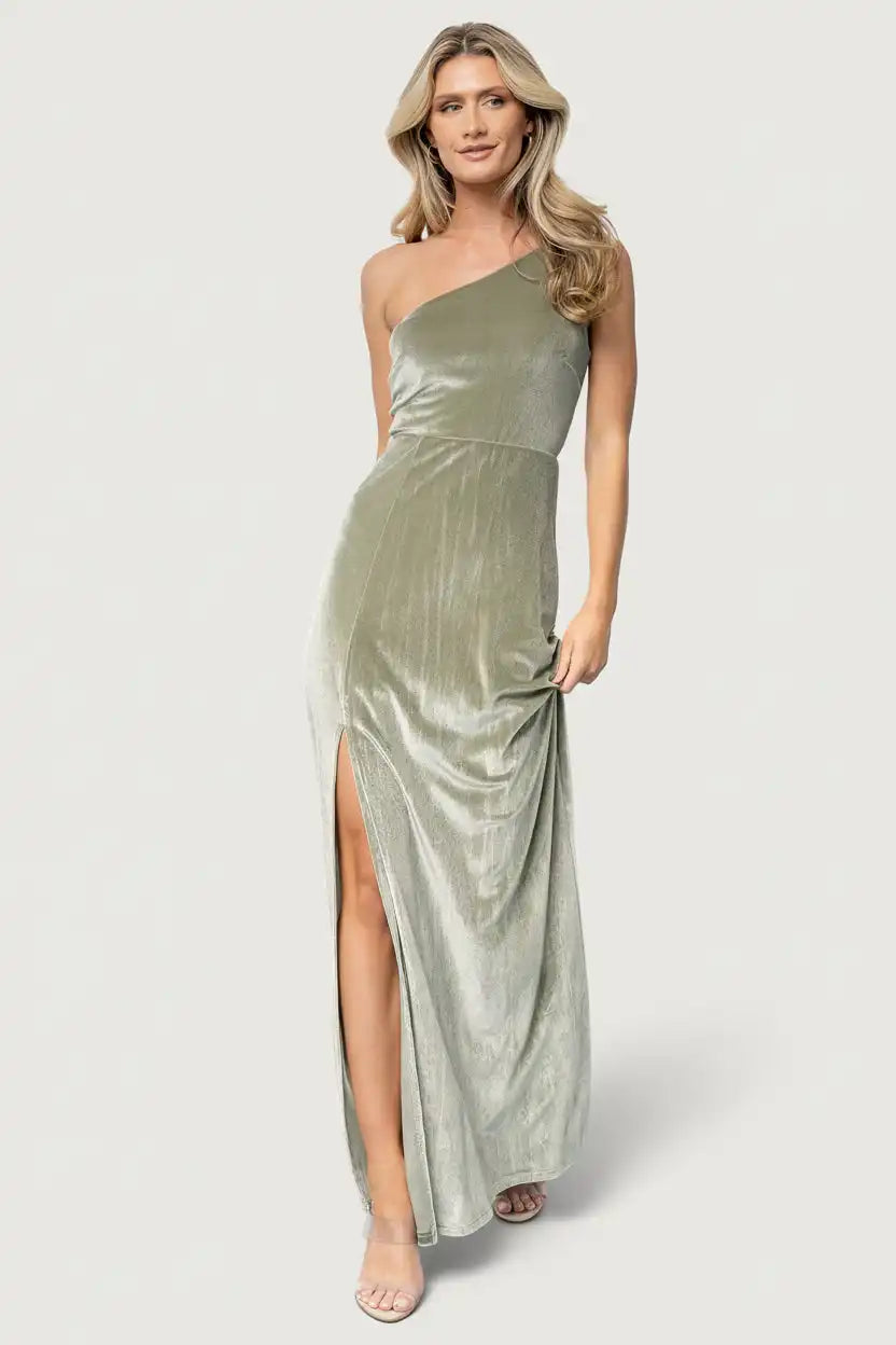 Tatiana Velvet One Shoulder Maxi Dress