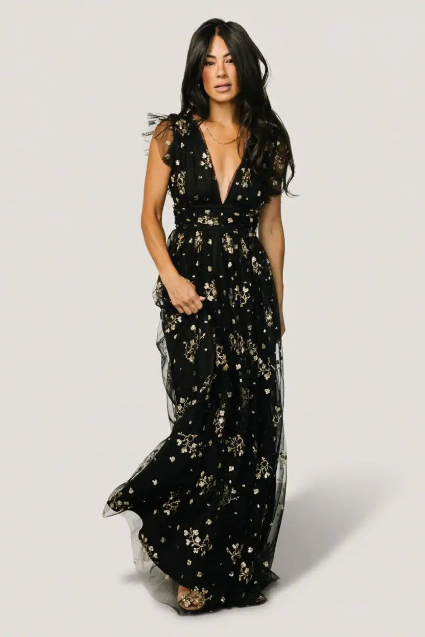 Natalia Floral Embellished Maxi Dress