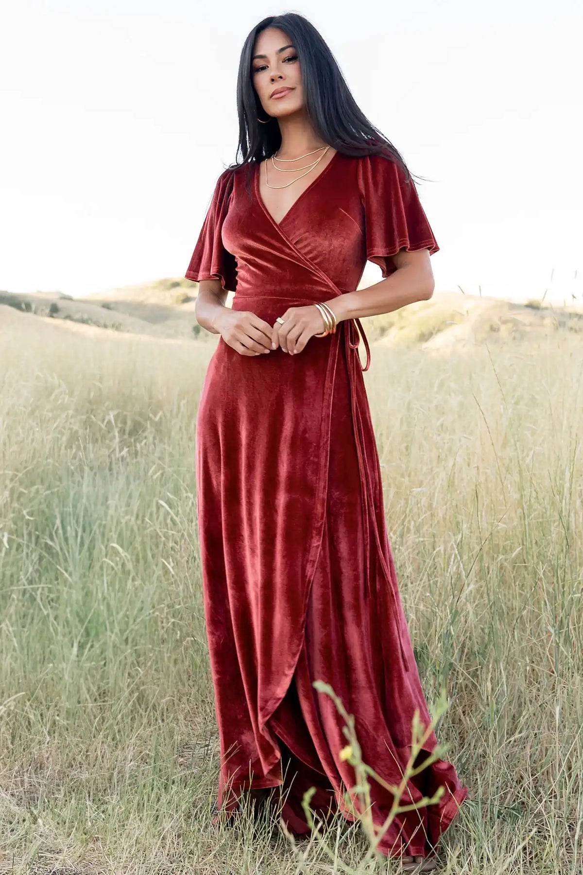 Katelyn Velvet Maxi Wrap Dress
