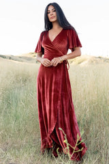 Katelyn Velvet Maxi Wrap Dress