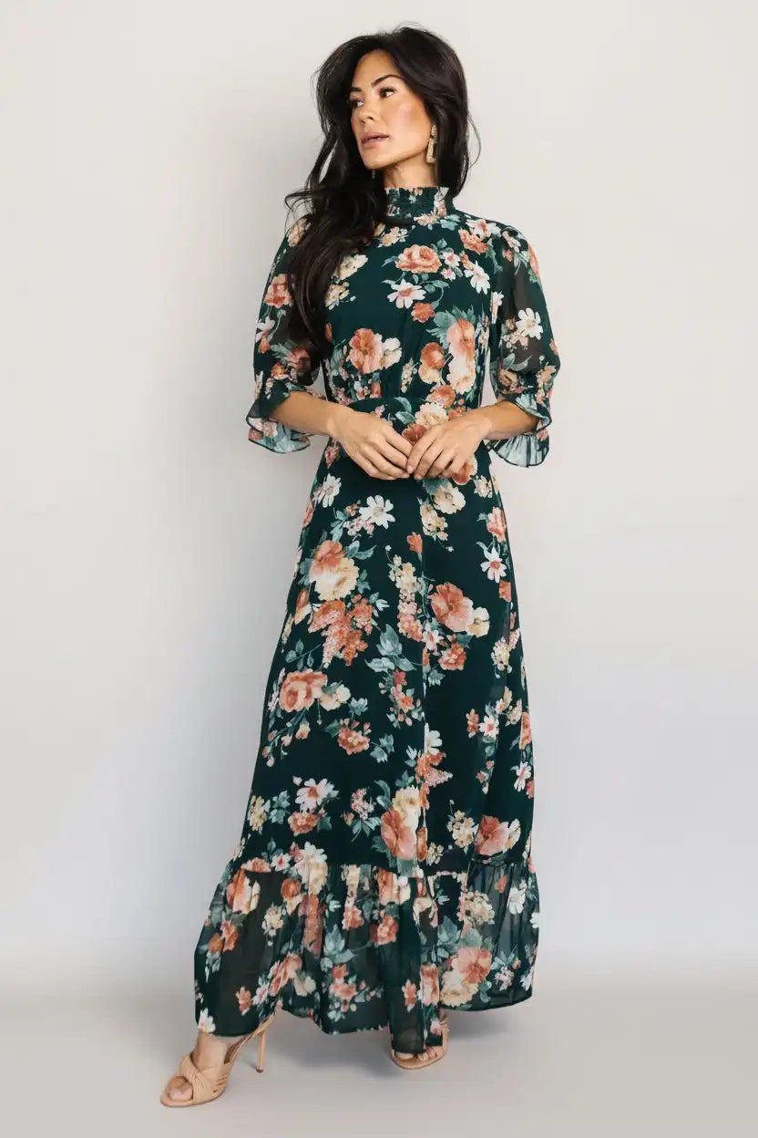 Marie Mock Neck Maxi Dress