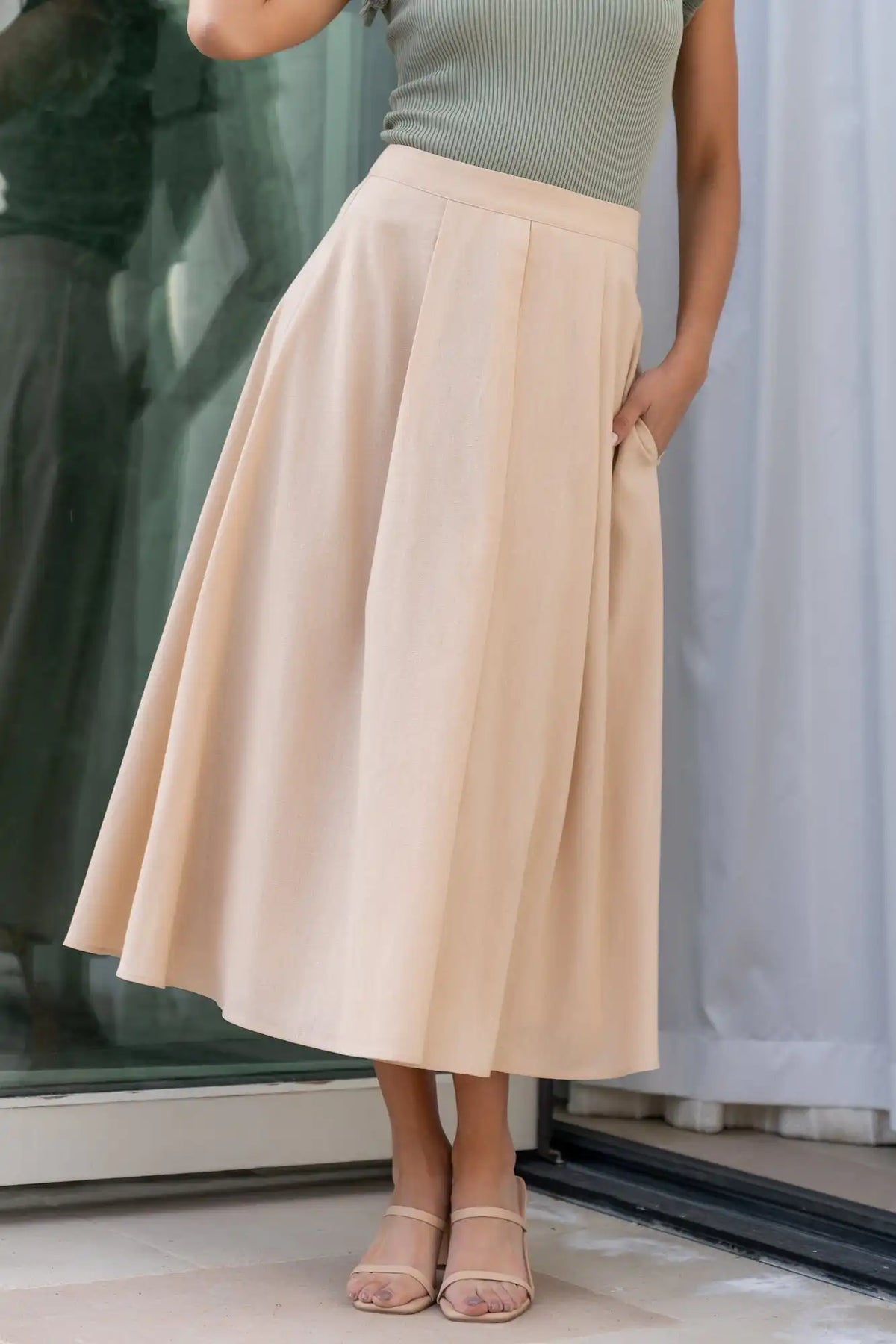 Katie Pleated Midi Skirt