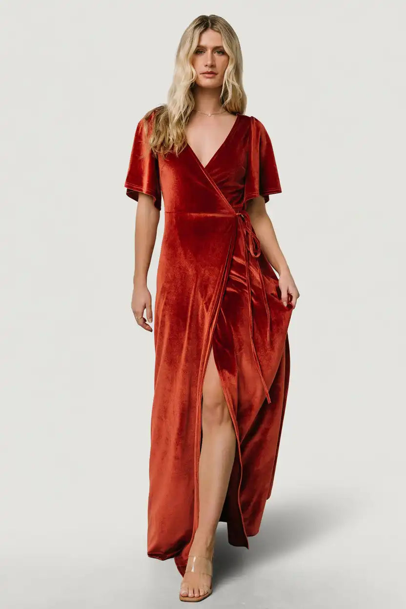 Meghan Velvet Wrap Maxi Dress