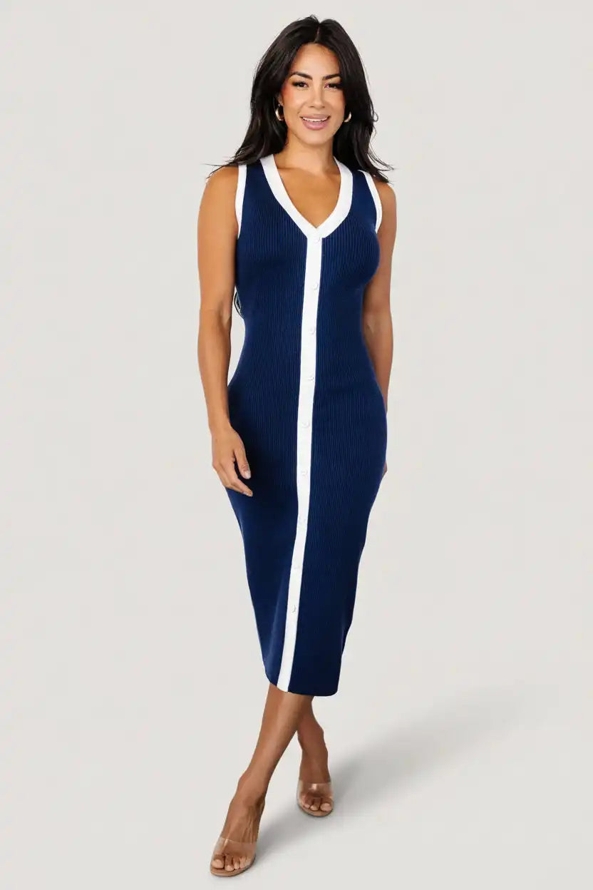 Coley Ribbed Button Dress
