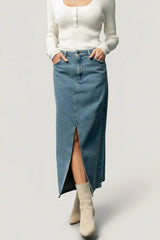 Aleksa Denim Midi Skirt