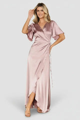 Vara Satin Maxi Wrap Dress