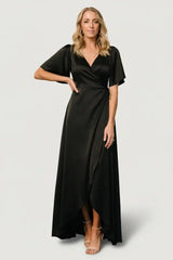 Vara Satin Maxi Wrap Dress