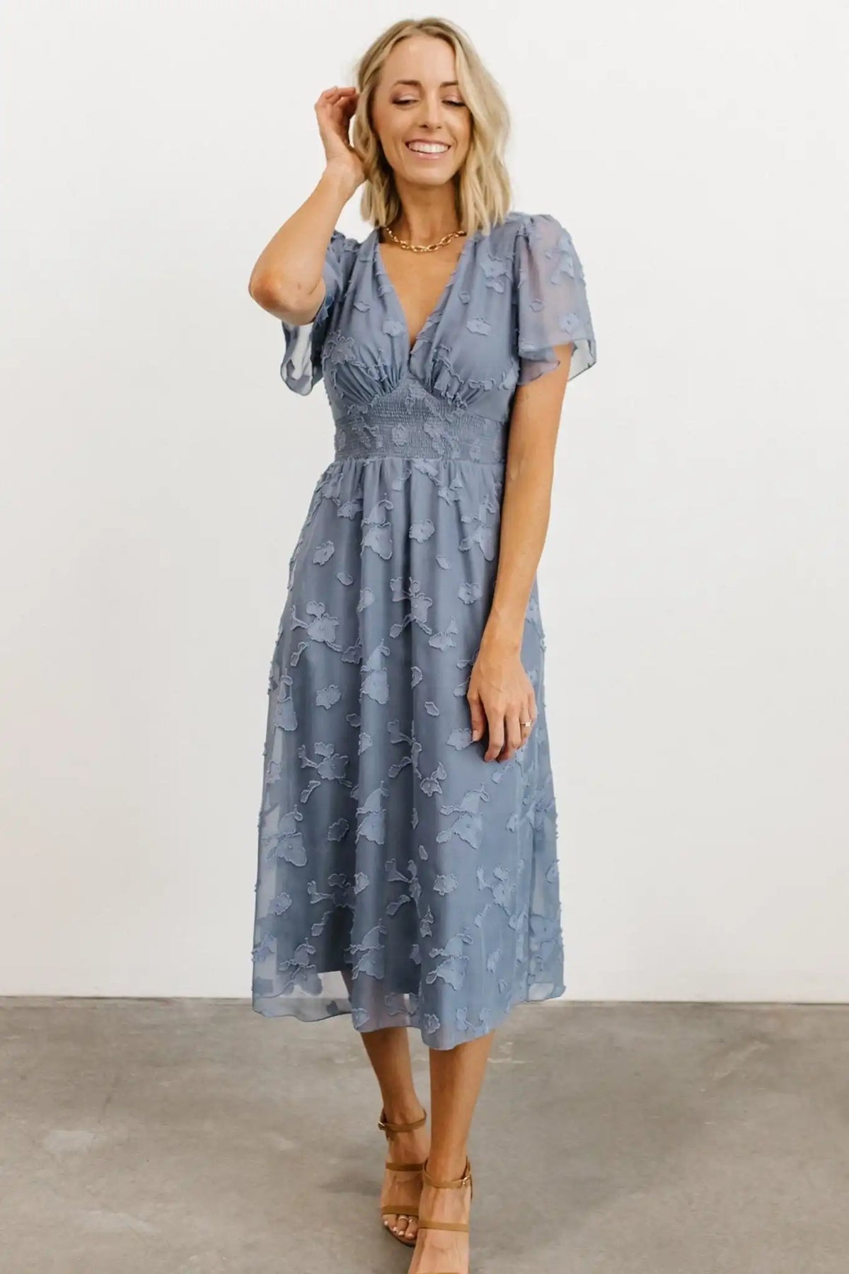 June Smocked Midi Dress