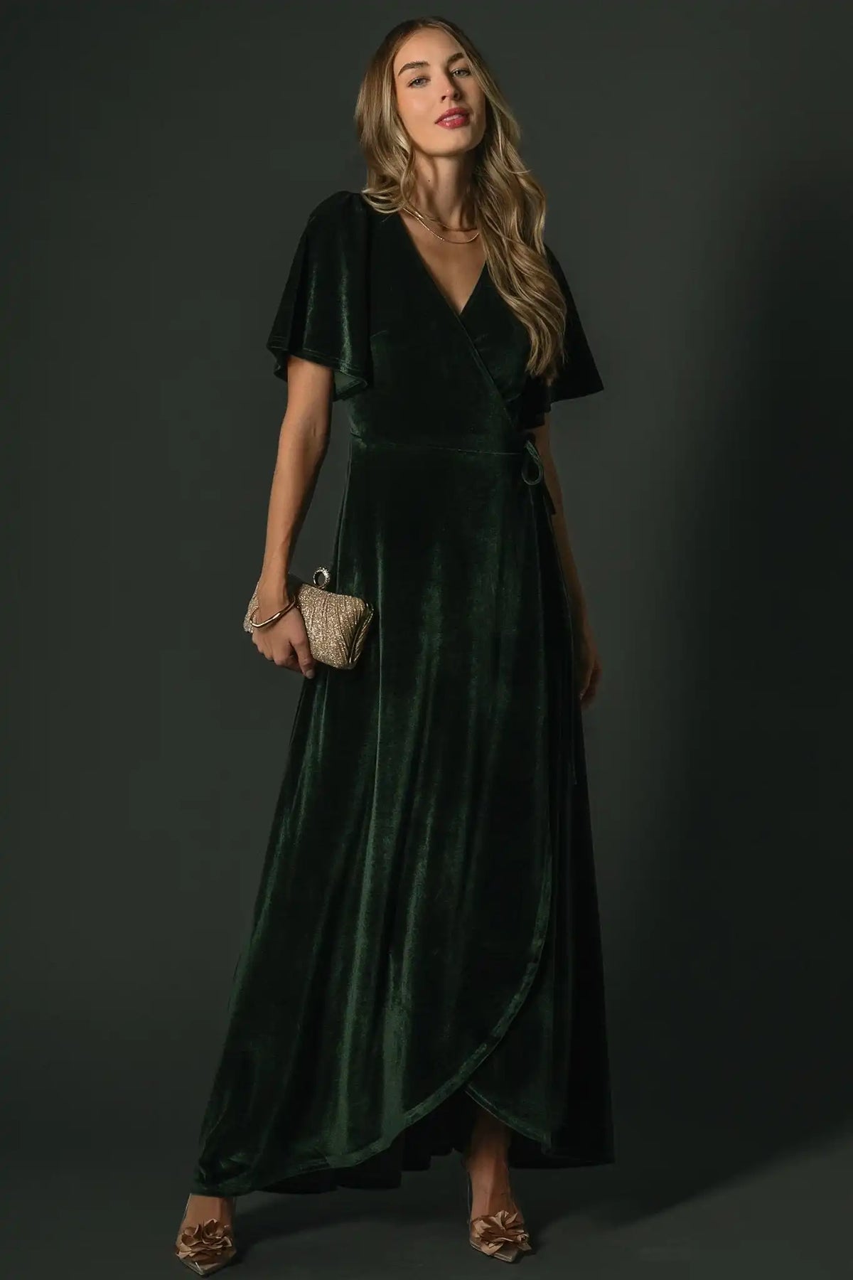 Katelyn Velvet Maxi Wrap Dress