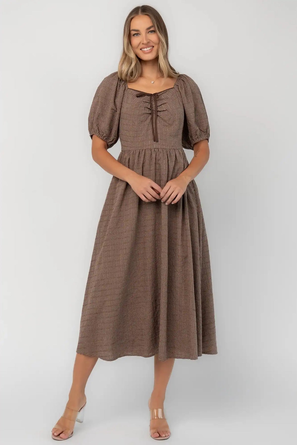 Teddy Gingham Midi Dress
