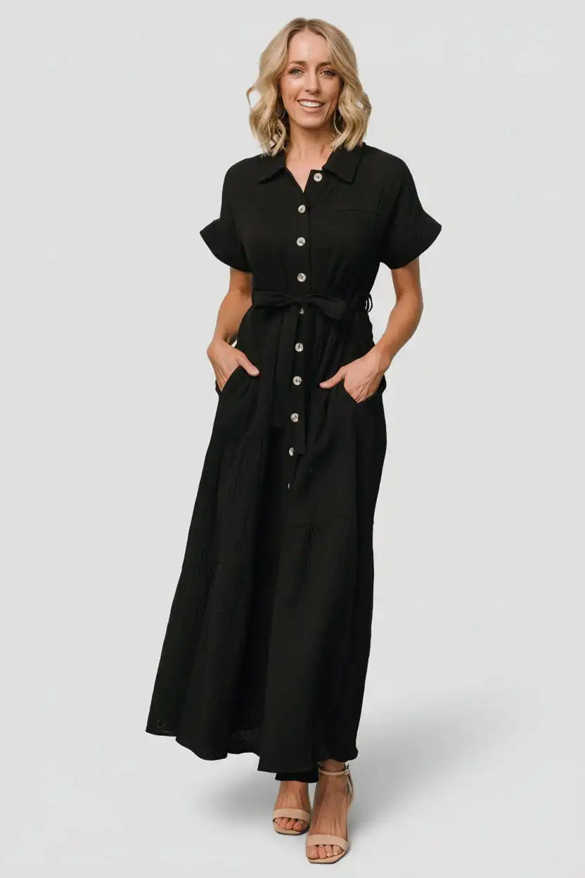 Aizey Button Up Maxi Dress